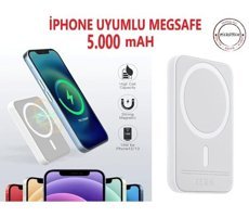 T-Max 5000 mAh Hızlı Şarj Mıknatıslı Type C Powerbank Beyaz