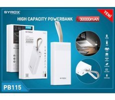 Syrox Pb115 30000 mAh Hızlı Şarj Micro Type C - USB Powerbank Beyaz