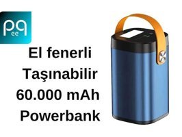 Peeq 60000 mAh Hızlı Şarj Type C - USB Powerbank Mavi