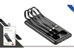 Concord Sr-P18 12000 mAh Güneş Enerjili Hızlı Şarj Micro Lightning - Type C - USB Powerbank Siyah