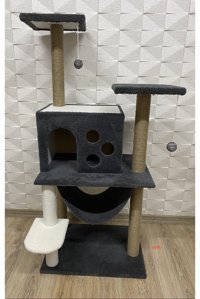 Cathause Oturaklı Oyuncaklı Katlı 128 cm Kedi Tırmalama Evi