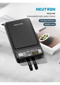 Neutron Ntl-Pb-12F2 10000 mAh Hızlı Şarj Lightning - Type C Powerbank Siyah