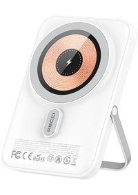 Recci W08 10000 mAh Hızlı Şarj Mıknatıslı Type C - USB Powerbank Beyaz
