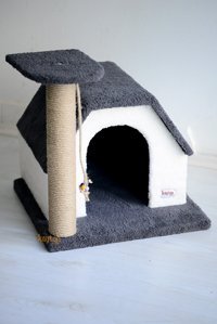 Kayton Oturaklı Oyuncaklı 43 cm Kedi Tırmalama Evi