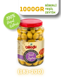 Çalıkoğlu Biberli Yeşil Zeytin Pet Kavanoz 1 kg