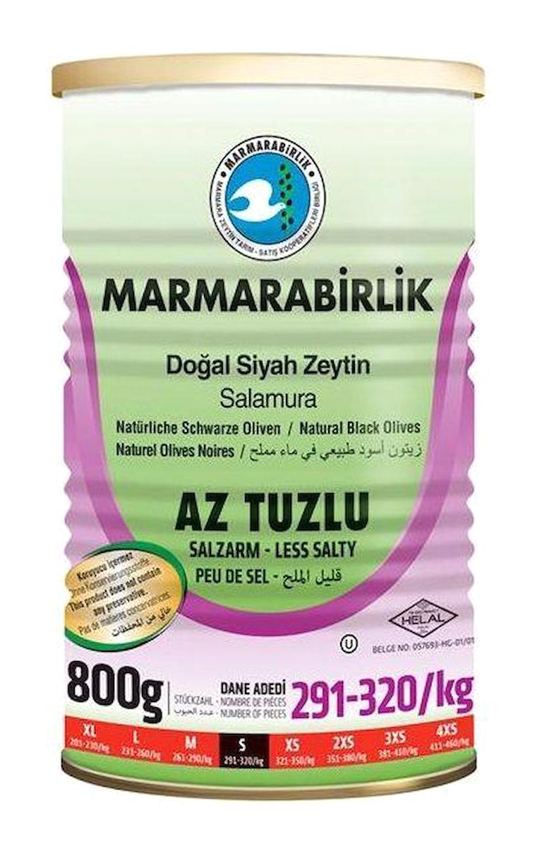Marmarabirlik Az Tuzlu Salamura Siyah Zeytin Teneke 4x800 gr
