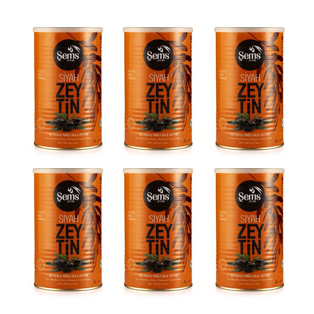 Şems Az Tuzlu Sele Siyah Zeytin Teneke 6x900 gr