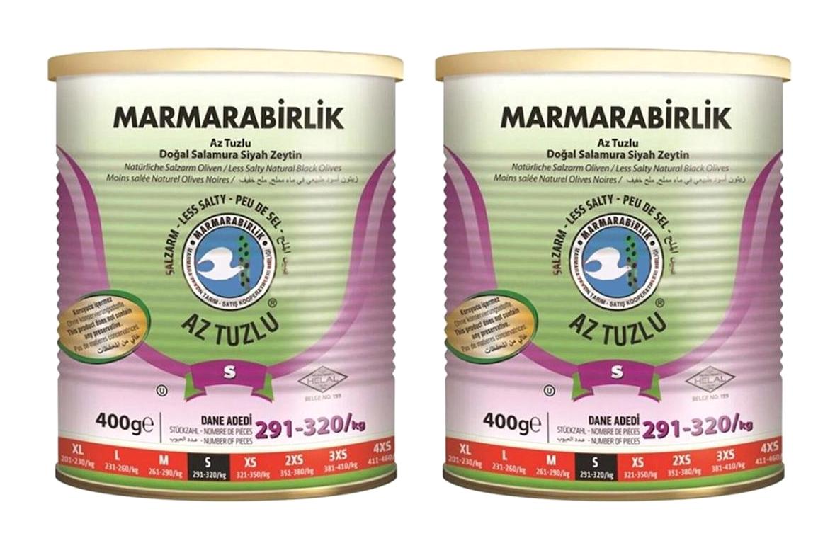 Marmarabirlik Az Tuzlu Salamura Siyah Zeytin Teneke 2x400 gr
