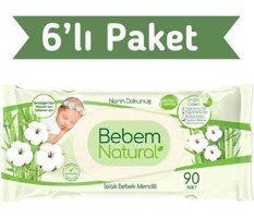 Bebem Natural Yenidoğan 90 Yaprak 6'lı Islak Mendil