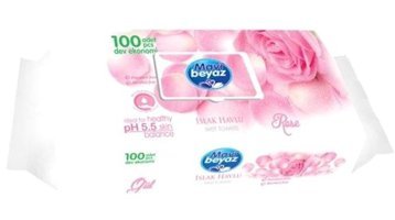 Mavi Beyaz Gül Kokulu 100 Yaprak Islak Mendil