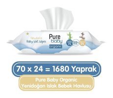 Pure Baby Organik Yenidoğan 70 Yaprak 24'lü Islak Mendil