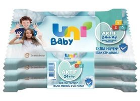 Uni Baby Aktif Hijyen 45 Yaprak 3'lü Islak Mendil