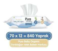 Pure Baby Organik Yenidoğan 70 Yaprak 12'li Islak Mendil