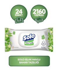 Solo Kapaklı 90 Yaprak 24'lü Islak Mendil
