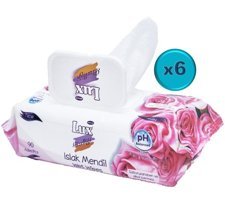 Lux Gül Kokulu 90 Yaprak 6'lı Islak Mendil