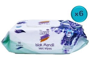 Lux Lavantalı 90 Yaprak 6'lı Islak Mendil