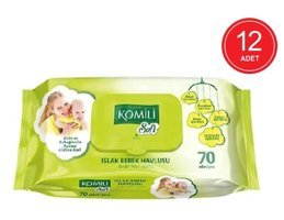 Komili Soft Yenidoğan Zeytinyağlı 70 Yaprak 12'li Islak Mendil