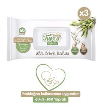 Baby Turco Doğadan Yenidoğan 60 Yaprak 3'lü Islak Mendil