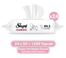 Sleepy Devam Yenidoğan 50 Yaprak 24'lü Islak Mendil