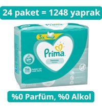Prima Hassas Ciltler 52 Yaprak 24'lü Islak Mendil