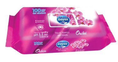 Mavi Beyaz Orkide Kokulu 100 Yaprak Islak Mendil