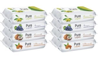 Pure Baby Wipes Zeytinyağlı 50 Yaprak 8'li Islak Mendil