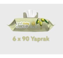 Baby Turco Zeytinyağlı 90 Yaprak 6'lı Islak Mendil