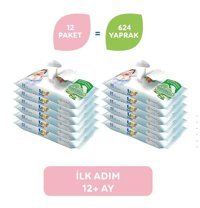 Uni Baby İlk Adım Aleo Vera Özlü 52 Yaprak 12'li Islak Mendil
