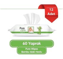 Pure Baby Bambu Özlü Yenidoğan 60 Yaprak 12'li Islak Mendil