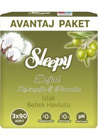 Sleepy Zeytinyağlı 90 Yaprak 3'lü Islak Mendil