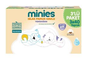 Minies Yenidoğan 40 Yaprak 3'lü Islak Mendil