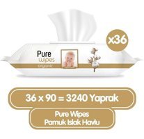 Pure Baby Wipes Organik 90 Yaprak 36'lı Islak Mendil