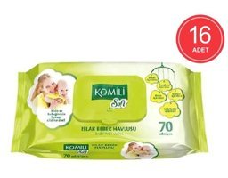 Komili Soft Yenidoğan Zeytinyağlı 70 Yaprak 16'lı Islak Mendil