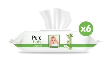 Pure Baby Organik Bambu Özlü 90 Yaprak 6'lı Islak Mendil