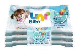 Uni Baby Aktif Hijyen 15 Yaprak 3'lü Islak Mendil