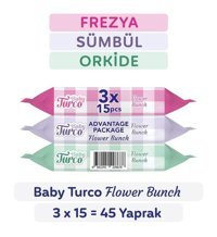 Baby Turco Flower Bunch 15 Yaprak 3'lü Islak Mendil