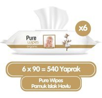 Pure Baby Wipes Organik 90 Yaprak 6'lı Islak Mendil