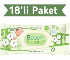 Bebem Natural Yenidoğan 90 Yaprak 18'li Islak Mendil