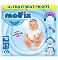 Molfix Anne Kucağı Gibi Rahat 3 Numara Bantlı Bebek Bezi 108 Adet