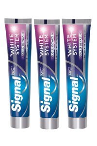Signal White System Güçlü Beyazlık Naneli Florürlü Diş Macunu 3x75 ml