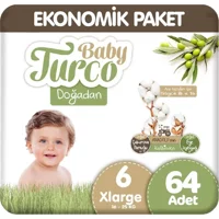 Baby Turco Doğadan 6 Numara Organik Cırtlı Bebek Bezi 2x32 Adet