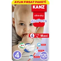 Kanz Ultra-Dry Diapers 4 Numara Cırtlı Bebek Bezi 120 Adet