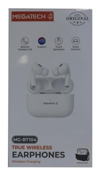 Megatech Mg-Bt104 Kulak İçi Kablosuz Bluetooth Kulaklık Beyaz