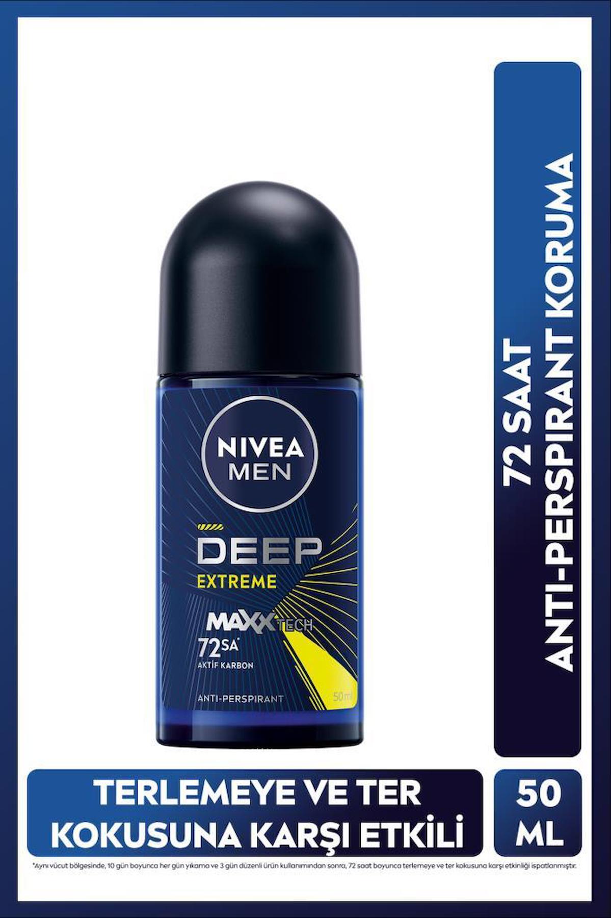 Nivea Deep Extreme Maxx Tech Ter Önleyici Antiperspirant Roll-On Erkek Deodorant 50 ml