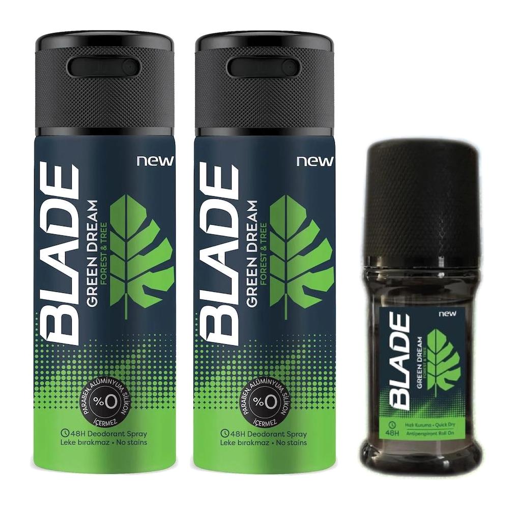 Blade Ter Önleyici Antiperspirant Sprey Roll-On Erkek Deodorant 2x150 ml + 50 ml