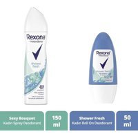 Rexona Shower Fresh Ter Önleyici Antiperspirant Sprey-Roll-On Kadın Deodorant 150 ml + 50 ml