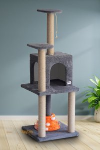Kayton Oturaklı Oyuncaklı Katlı 115 cm Kedi Tırmalama Evi