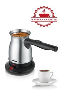 Marsstar 800 W 5 Fincan Kapasiteli Çelik 400 ml Elektrikli Cezve Gri
