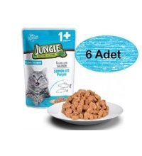 Jungle Pouch Somonlu Parça Etli Yetişkin Yaş Kedi Maması 6x100 gr