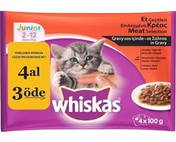 Whiskas Et Soslu Yavru Yaş Kedi Maması 52x85 gr
